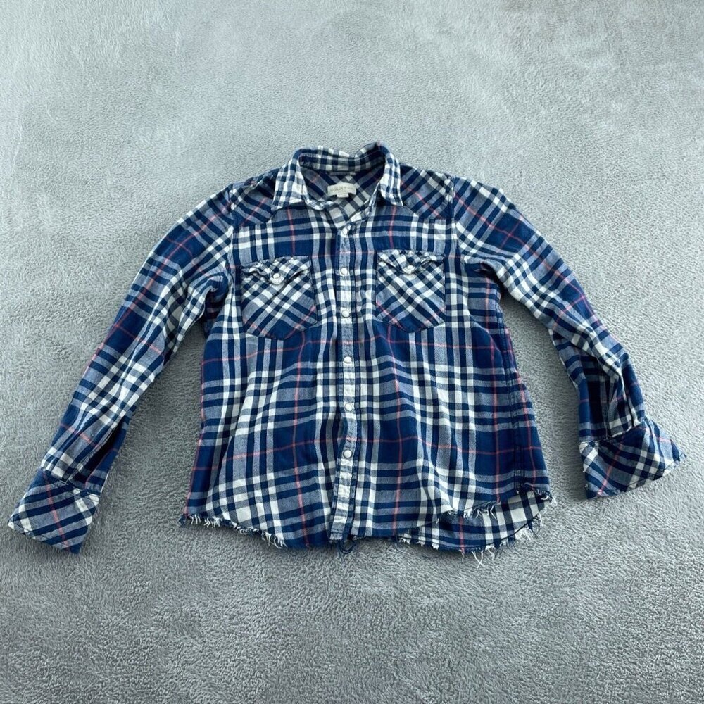 Golden By TNA Blue & White Plaid Cotton Button-Up Shirt M 5278